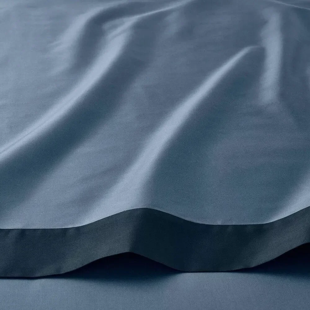Threshold Studio McGee Twin XL 300 TC Contrast Border Sheet Set Blue New